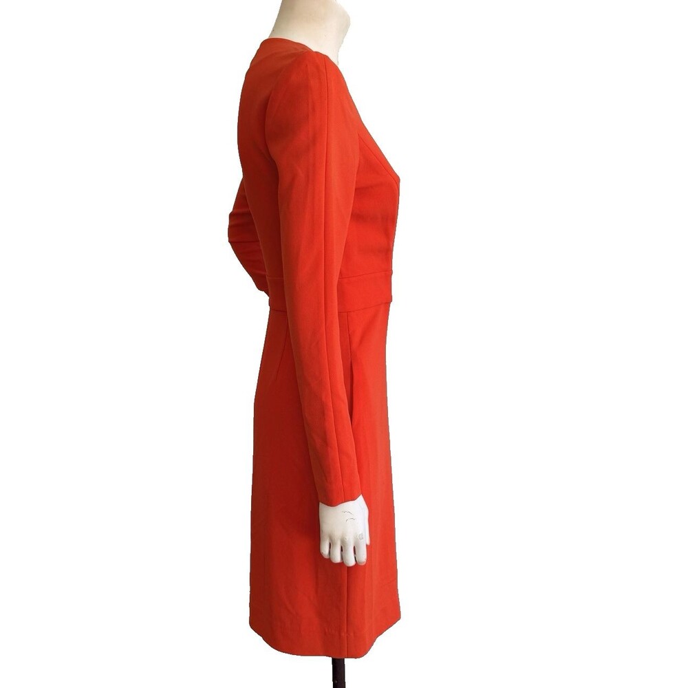 DIANE VON FURSTENBERG Wrap Dress Coral Red Long Sleeve Knee Length Size 4 - Picture 6 of 11